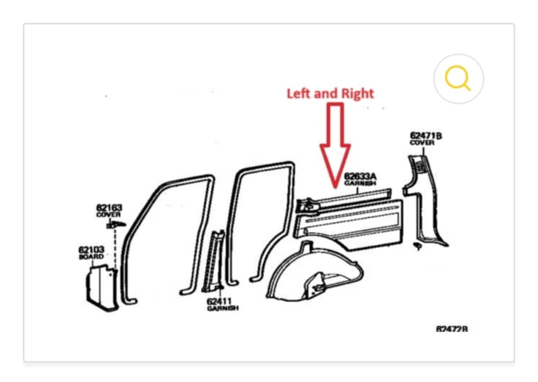 Rear cargo window lower trim piece 60 Series Landcruiser image 3